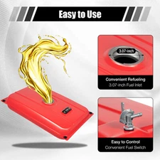 Red 4 Gallon Generator Gas Fuel Tank w/Chrome Cap Gauge Petcock Valve Universal