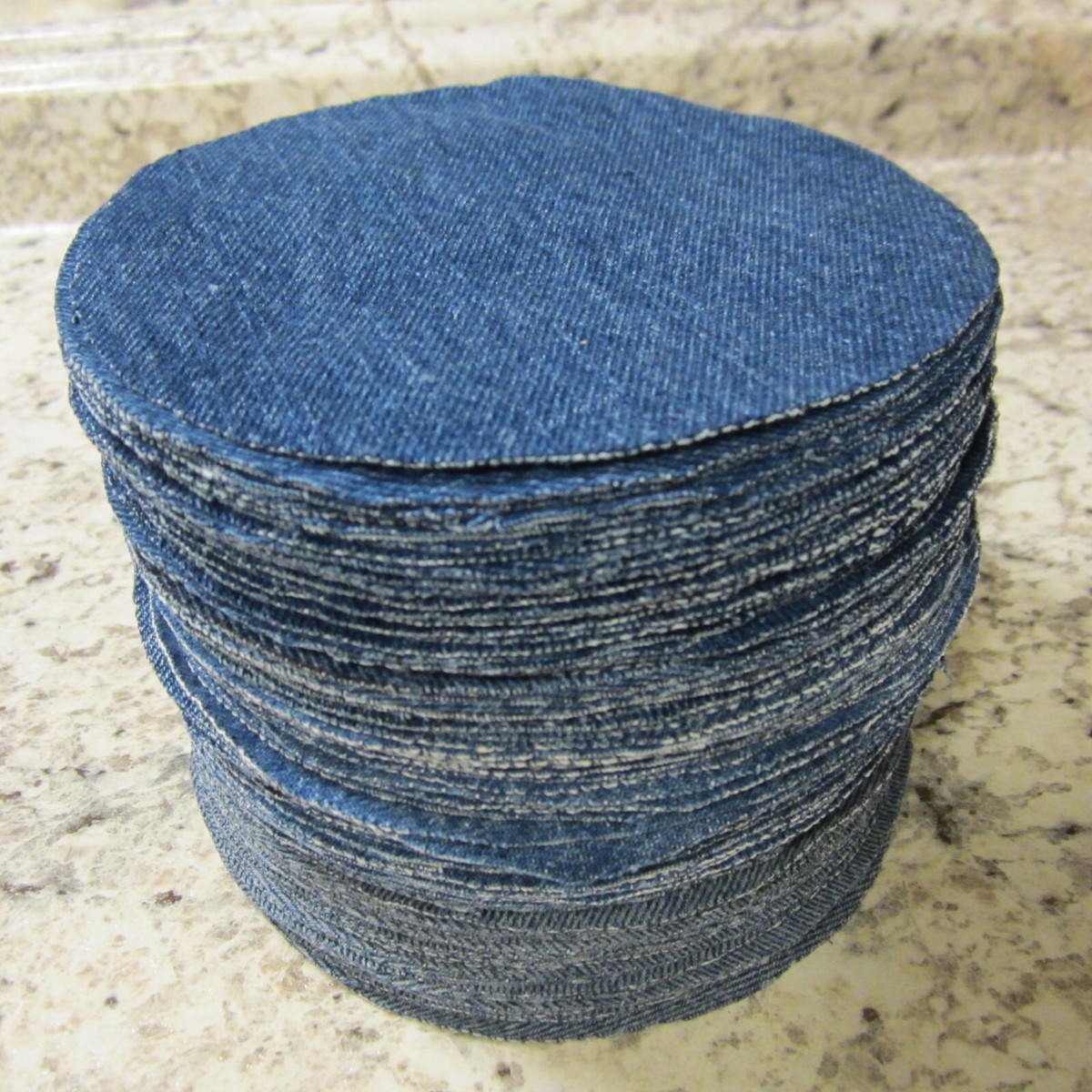 50 Precut Blue Denim Circles for Rag Quilt Cathedral Window Add 4