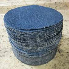 50 Precut Blue Denim Circles for Rag Quilt Cathedral Window Add 4" Center Square