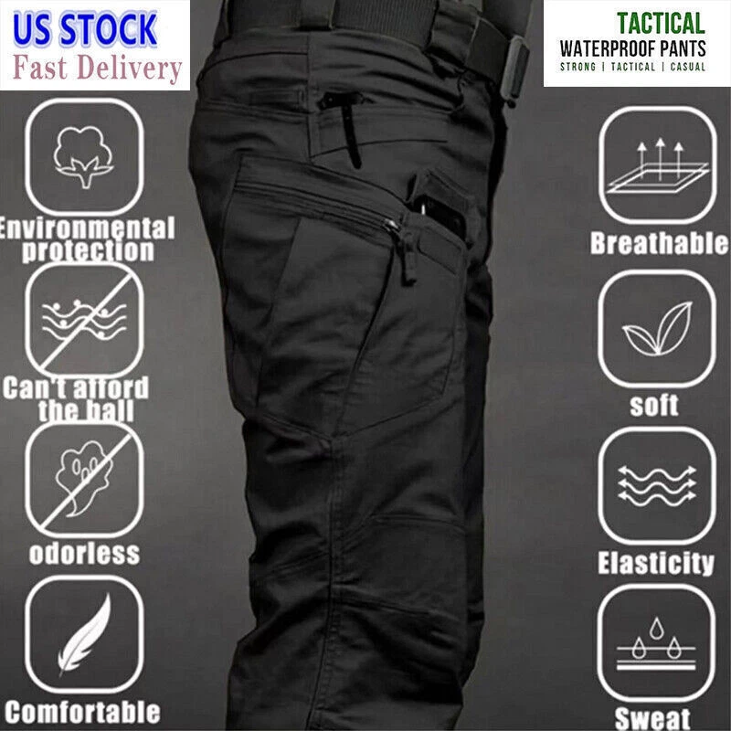 Mens Cargo Pants Tactical Waterproof Work  Outdoor  Hiking Combat Trousers US - Image 2 of 4