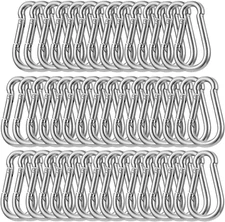 200PCS Spring Snap Hook Carabiner, 3/16" Galvanized Steel Snap Clip Hook, 2" Hea