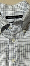Nautica Men  s Size XXL Shirt Long Sleeve Button Up Check Blue