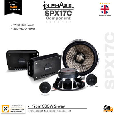 In Phase SPX17C 6.5'' 17cm 2-Way Car Component Speaker Set - 360W Peak, 120W RMS