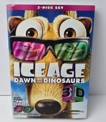Ice Age Dawn of the Dinosaurs 3 Widescreen 3-D  Movie DVD 4 pair 3-D Glasses NEW
