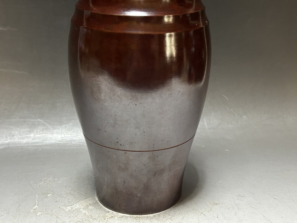 Ikebana 203 Japanese Vtg Signed Copper Metal Dragon Handles Flower