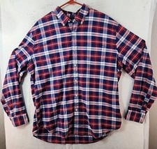 Crown  Ivy Mens XL Blue Plaid Classic Fit Long Sleeve Button Up Shirt