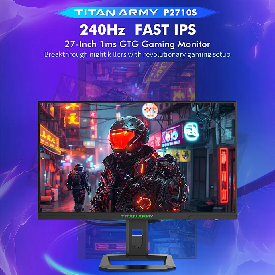 TITAN P2710S 27-Zoll Gaming Monitor 2560*1440/240Hz/1500:1 Adaptive Sync Monitor - Bild 2 von 4