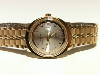 VINTAGE RARE BEAUTIFUL LUXURY GOLD PLATED SWISS MEN'S AUTOMATIC WATCH ''ADRIA'' 