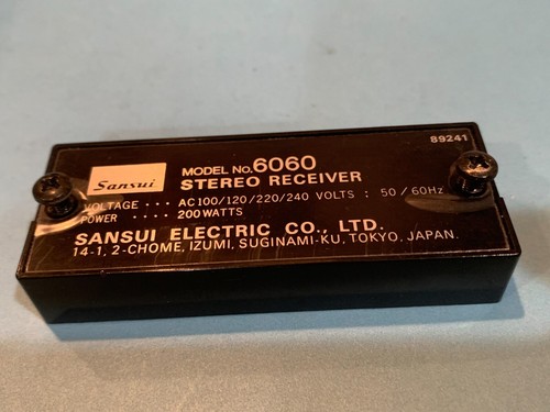Sansui 6060 Stereo Receiver Parting Out Voltage Selector Cover and ID Plate