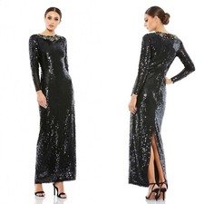 NWT Mac Duggal Sequin Embellished Collar Gown Black Green SIZE 10 MSRP $498