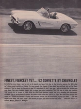 Finest, Fiercest Yet: Corvette by Chevrolet ad 1962 C&D