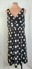 Chaps Pacific Heights Black White Polka Dot Sleeveless Dress Size Large NWT