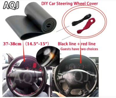 DIY-Leather Car-Steering Wheel Cover Needle Thread Anti-slip Black For Nissan
