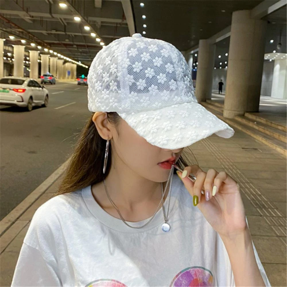 Lace Flower Baseball Cap Summer Breathable Fashion Hat Women Headwear  Accessorie