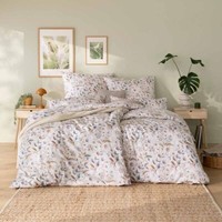 Estella Mako-Satin BettwäSche 135X200 Jolanda Creme Wiesenblumen BläTter 7953-21