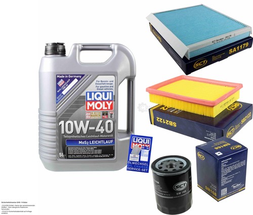 Set Cambio Olio SCT: 5L Olio Motore 10W-40 MoS2 + Filtro Olio + Filtro Carburante