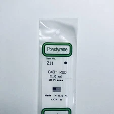 Round Rod .040" OD X 14" / 1.0mm X 35 (10) EVG211 Evergreen Scale Models
