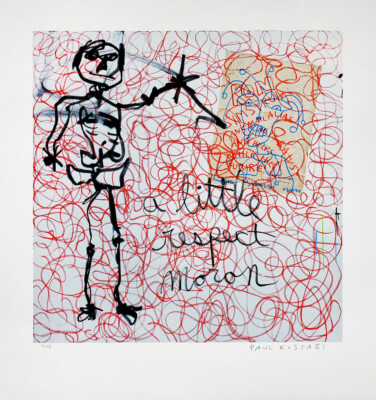 Kostabi, A little respect Moron. [Signierter Original-Farbsiebdruck].
