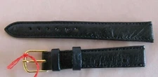 Bracelet de montre cuir véritable imitation autruche noir 14 mm neuf