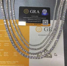 3MM REAL MOISSANITE Silver Tennis Chain Necklace - VVS D Color - Passes Tester