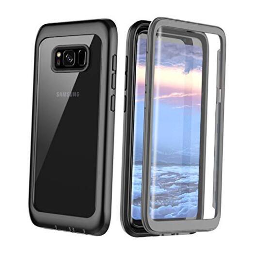 Чехол для Samsung Galaxy S8, полноразмерный чехол-бампер, встроенный экран, серый/прозрачный