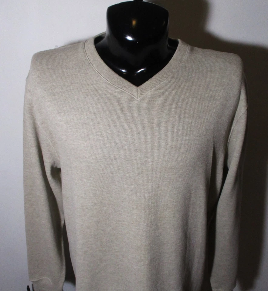 Sudadera CLUB ROOM Algodón Tostado Manga Larga Jersey Cuello en V Talla L Foto 2 de 4