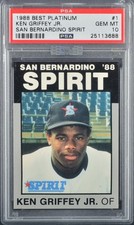 1988 BEST SAN BERNARDINO SPIRIT PLATINUM #1 KEN GRIFFEY JR. PSA 10