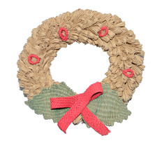 Straw Wreath Christmas Winter Holiday Decoration Small 6 1/2" Round
