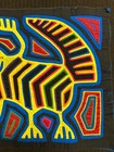 Vintage Kuna Mola Hand Stitched Textile Panel Panama Guna Folk Art Cat ? Lemur ? — photo 7