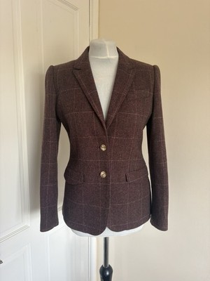 Crew Clothing Ladies 100% Wool Valley Mills Tweed Blazer Jacket Size UK 10