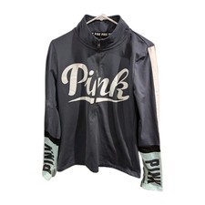 VICTORIA'S SECRET PINK ULTIMATE Logo HALF ZIP PULLOVER SWEATSHIRT Medium