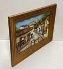Textured Art Painting Spanish Village Scene Framed Wood Mixed Media — photo 4