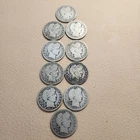 10 BARBER SILVER QUARTERS $2.50 FACE 1910, 11-D 11-S 12, 12-S 13-D 14 14-D 15-D