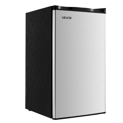 VEVOR Mini Fridge 3.2 Cu.Ft Single Door Compact Small Refrigerator Stainless