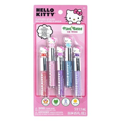Hello Kitty 5 Pc Plant Based, Moisturizing Lip Gloss Makeup Set for Girls Kid...
