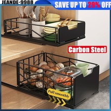 Pull Out Basket Under Sink Kitchen Cupboard Organiser Storage Rack Shelf Drawer