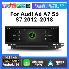 14,9'' Android 14 Autoradio 4G LTE 8+128G GPS DAB+ Navi Navigation AUDI A6 A7 C7
