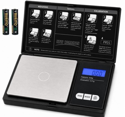 Neue Horrizon Digitalwaage, Küchenwaage digital, 0,01g x 500g, silber 