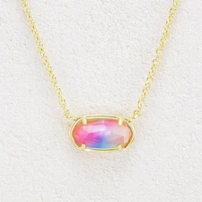 NWOT Kendra Scott Grayson Watercolor Illusion Small Pendant Necklace Gold Tone