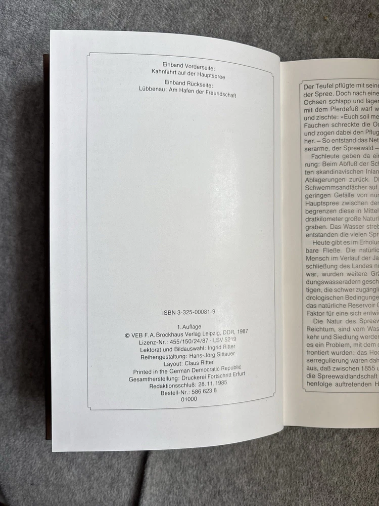 Spreewald Brockhaus Souvenir, 1.Auflage DDR 1987
