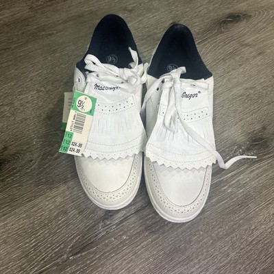 MacGregor Women's Golf Shoes White Leather Lace Up 9.5Kiltie Closure Fringe VTG