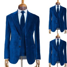 Velvet Men Suits Regular Fit Formal Peak Lapel Groom Cocktail Single Breasted