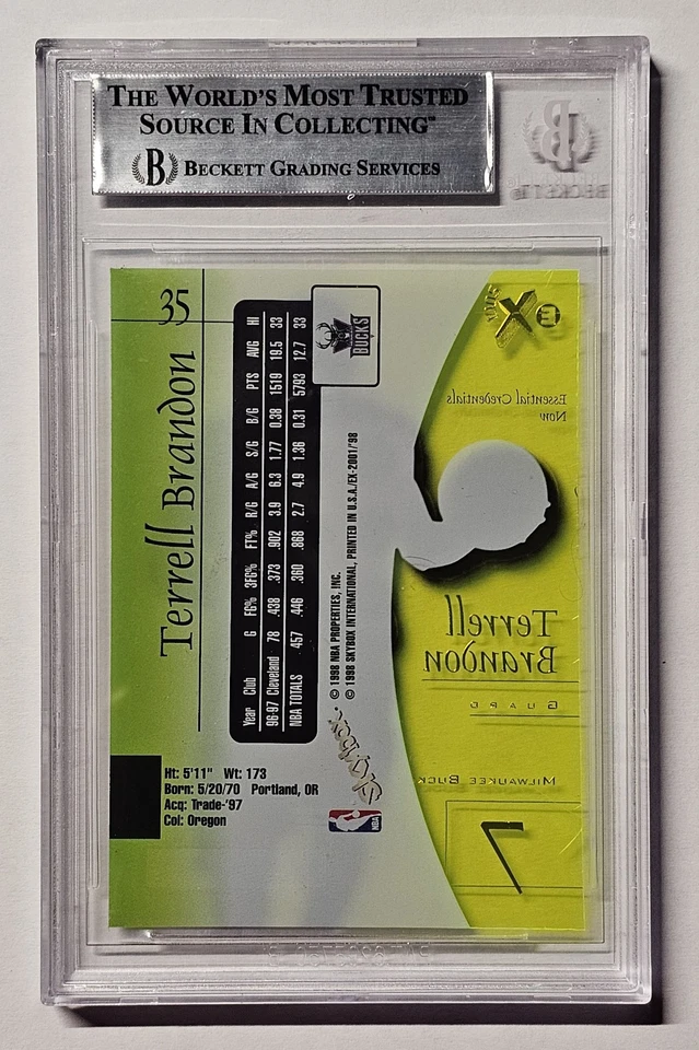 TERRELL BRANDON 1997-98 Skybox EX-2001 Essential Credentials Now #/35 BGS Auth - Image 2 of 2