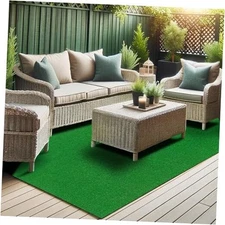  Artificial Faux Grass Area Rug 3x5 Indoor/Outdoor with Drainage Holes, 