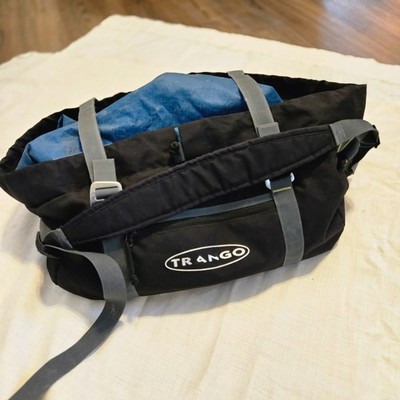 TRANGO Rope Bag Backpack Black Blue Tarp Compression Straps Rock Climbing Gear