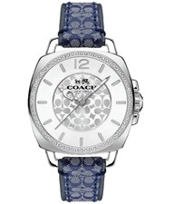 OROLOGIO DA DONNA COACH BOYFRIEND 14503149 ARGENTO QUADRANTE BIANCO LOGO CINTURINO PELLE 34 MM