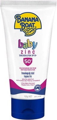 Banana Boat Baby Zinc Sunscreen Lotion  With Shea  / Vit E SPF 50+ 100g Aus Made