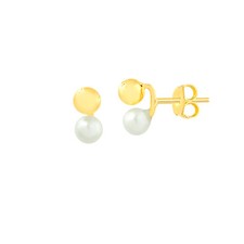 18k Solid Gold 3mm Pearl Ball Stud Earrings for Babies Infants