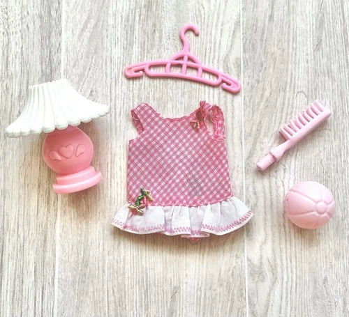 Barbie Tutti Doll Pink Gingham Dress & Accessories #3550 Vintage 1965