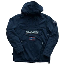 Napapijri Rainforest Mens Jacket S Black Anorak Winter Fleece Lined Pull On